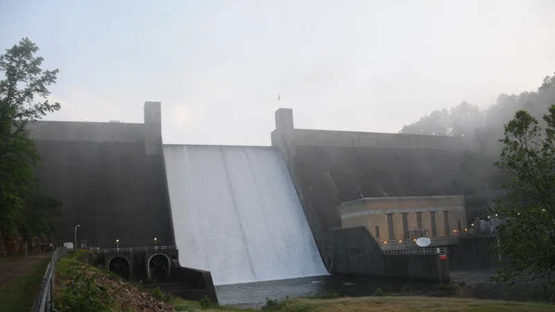 Water flows over Narrows Dam, Lake Greeson, Arkansas.jpg