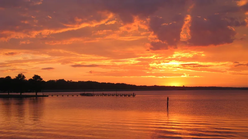 Sunset over Ross Barnett Reservoir, Mississippi.