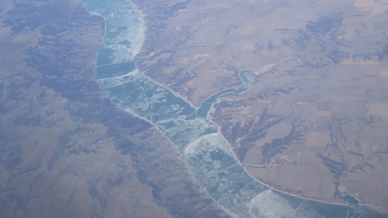 Ice on Lake Francis Case from passing flight January 2026.jpg