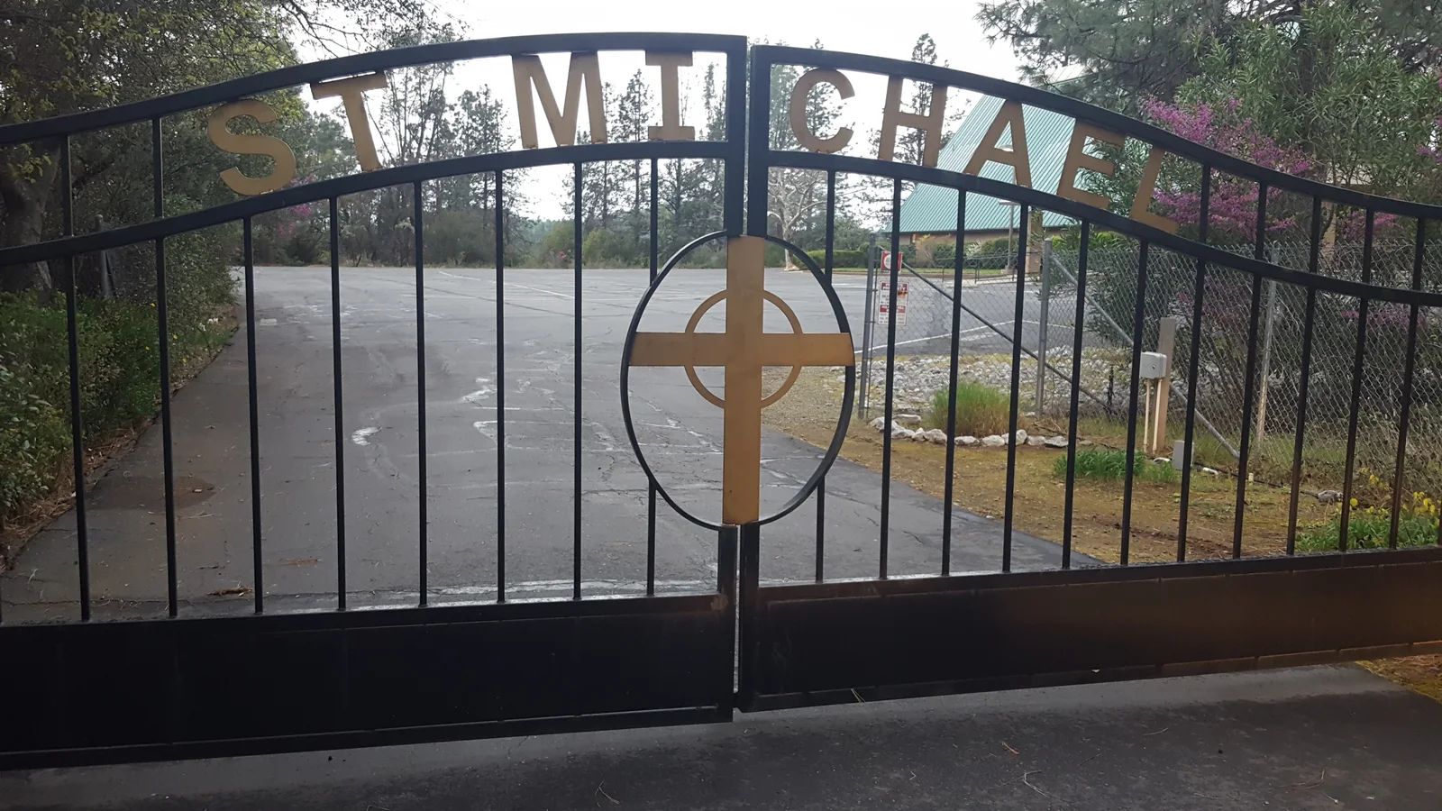 Saint Michael Catholic Mission in Shasta Lake California Gate.jpg