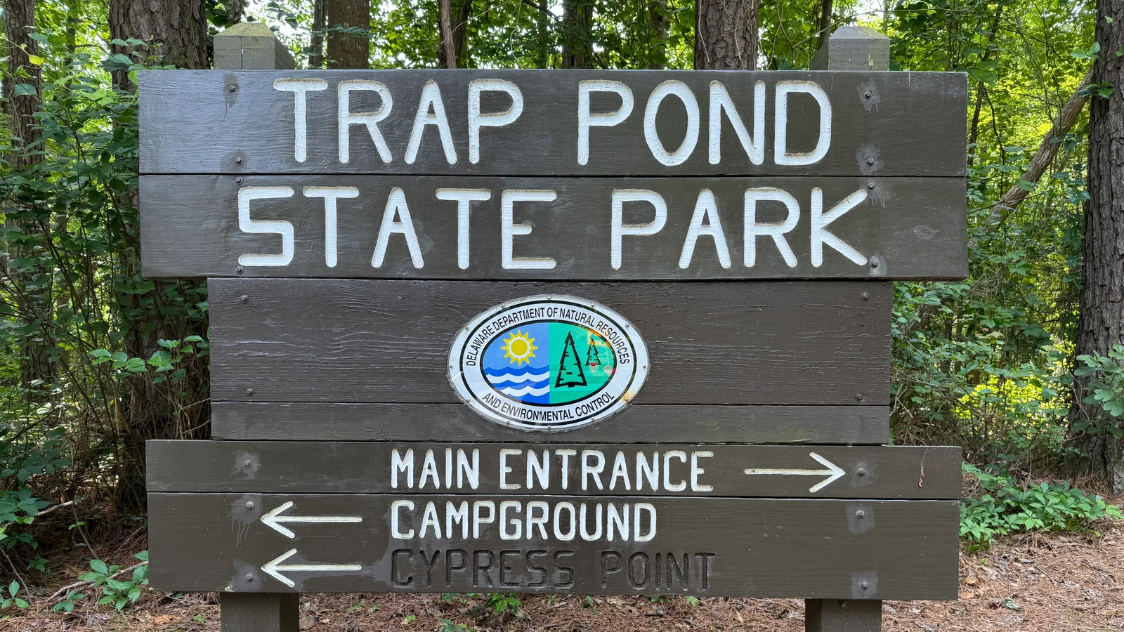 2025-06-04 11 59 59 Sign at the entrance to Trap Pond State Park in Sussex County, Delaware.jpg
