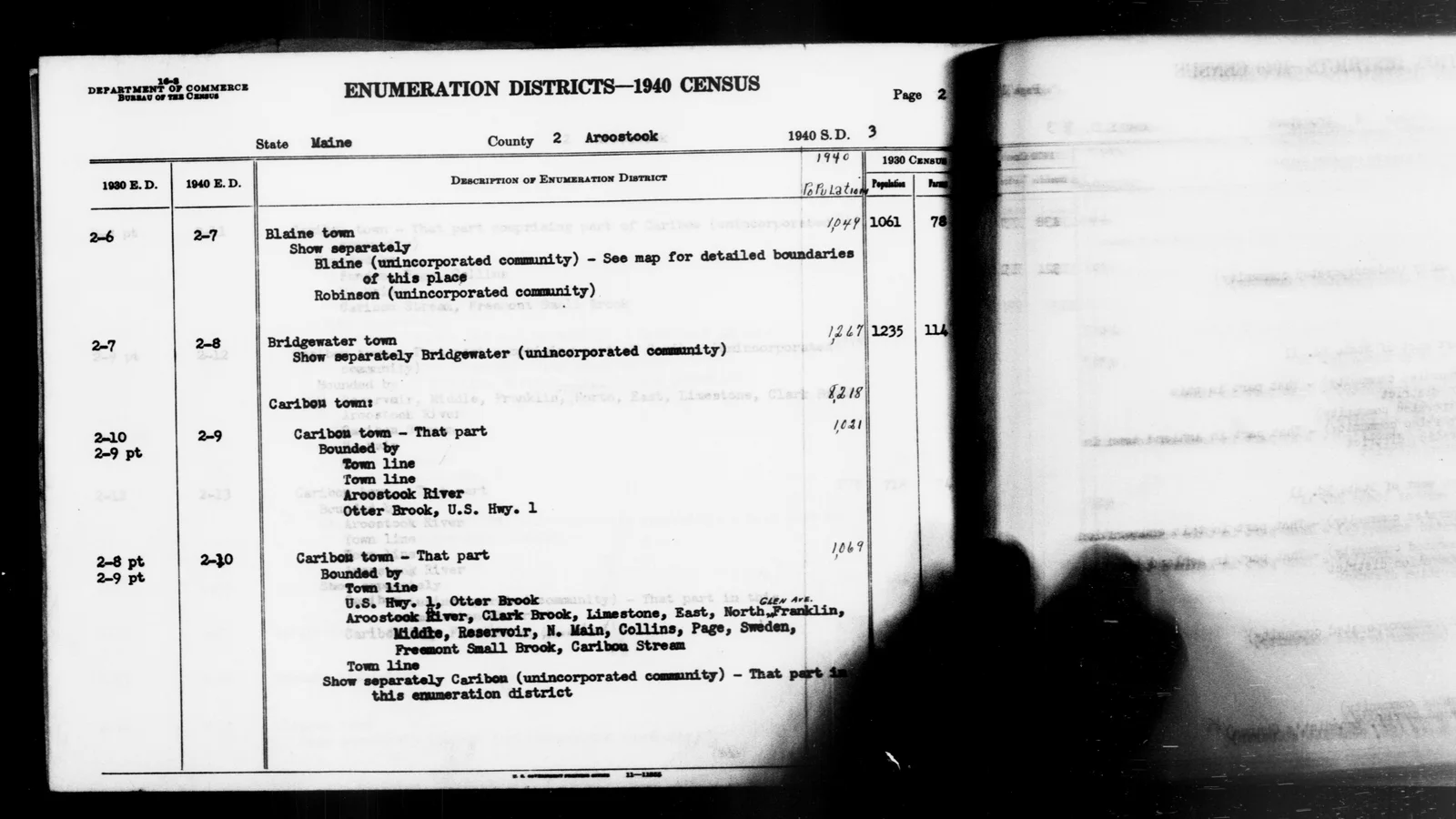 1940 Census Enumeration District Descriptions - Maine - Aroostook County - ED 2-7, ED 2-8, ED 2-9, ED 2-10 - NARA - 5866546.jpg