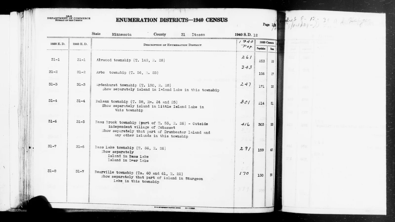 1940 Census Enumeration District Descriptions - Minnesota - Itasca County - ED 31-1, ED 31-2, ED 31-3, ED 31-4, ED 31-5, ED 31-6, ED 31-7 - NARA - 5869437.jpg