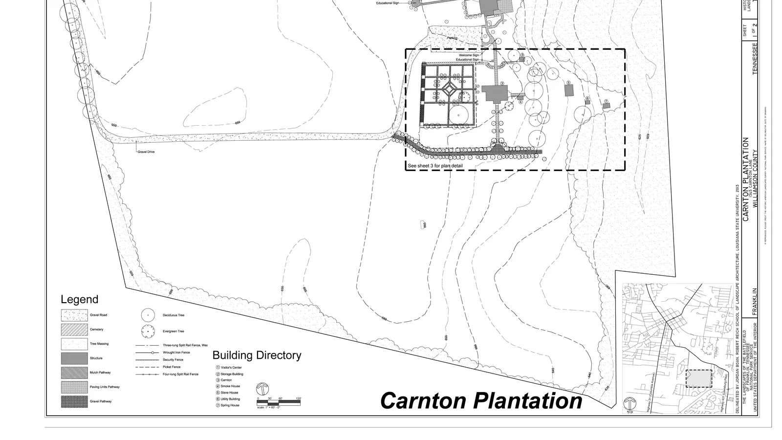 Carnton Plantation - The Landscapes of the Battlefield of Franklin, Tennessee, Carnton Plantation, 1345 Carnton Lane, Franklin, Williamson County, TN HALS TN-7-A (sheet 1 of 2).png